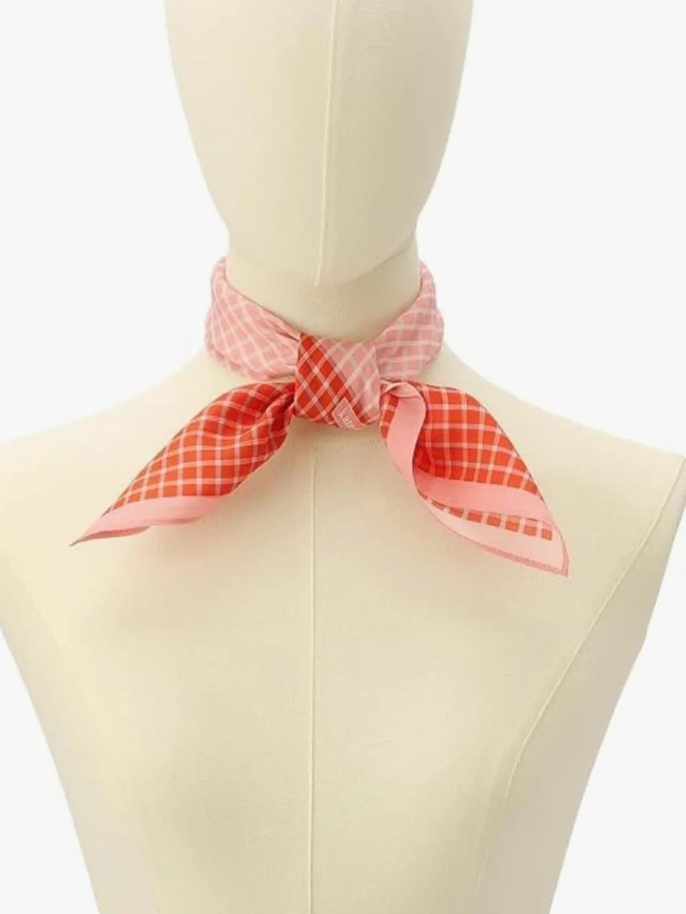 Kate Spade Petite Windowpane Block Bandana Scarf - Red and Pink